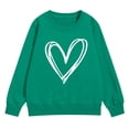thumbnail image 1 of KAUOD Girls Cute Heart Crew Neck Sweatshirts Long Sleeve Cotton Pullover Tops Clothes Teen Kids Oversized Ribbed Cuffs Hoodies, 1 of 6