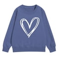 thumbnail image 1 of KAUOD Girls Cute Heart Crew Neck Sweatshirts Long Sleeve Cotton Pullover Tops Clothes Teen Kids Oversized Ribbed Cuffs Hoodies, 1 of 6