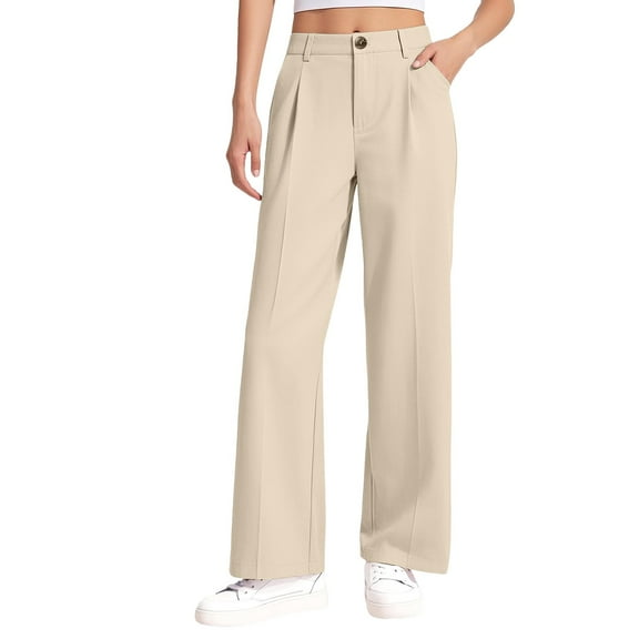 KAUOD Girls Dress Uniform Pants Baggy Wide Leg Straight Long Trousers with Pockets Teen Kids Performance Business Pants