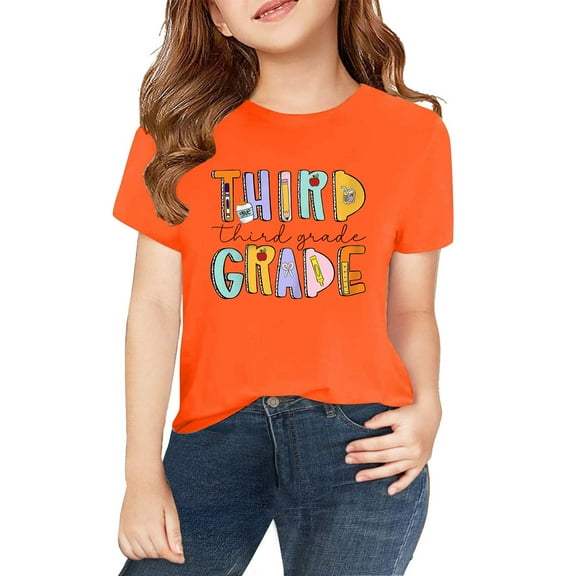 KAUOD Girls First Day of Second Grade Shirt Boys Back to School Clothes Kids Classic Short Sleeve Crewneck T-Shirt Tops