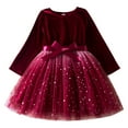 thumbnail image 1 of KAUOD Girls Flannel Dress Star Sequins Mesh Tulle Tutu Dresses Toddler Girls Long Sleeve Crew Neck Soft A-Line Dress, 1 of 9