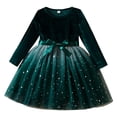 thumbnail image 1 of KAUOD Girls Flannel Dress Star Sequins Mesh Tulle Tutu Dresses Toddler Girls Long Sleeve Crew Neck Soft A-Line Dress, 1 of 4