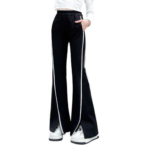 KAUOD Girls Flare Jeans Split Hem Bell Bottom Jeans Girls Elastic Waist Wide Leg Denim Pants Bootcut Yoga Pants Loose Fit