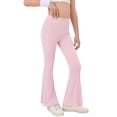 thumbnail image 1 of KAUOD Girls Flare Leggings Soft Stretchy Bell-Bottom Gym Footless Tights Kids Warm Plain High Waist Slim Stocking Leggings, 1 of 6