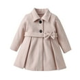 thumbnail image 1 of KAUOD Girls Fleece Coats Button Ruffles Collar Jackets Outwear Kids Toddler Warm Pleated Dress Coats Long Sleeve Clothes, 1 of 6