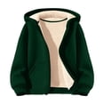 thumbnail image 1 of KAUOD Girls Fleece Lined Hoodies Winter Padded Warm Zip up Fuzzy Jackets with Pockets Kids Plain Long Sleeve Outwear, 1 of 8