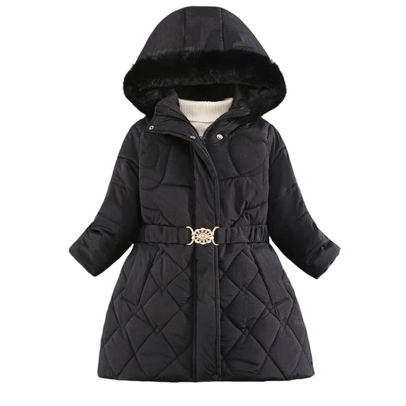 KAUOD Girls Fleece-Lined Parka Coats Winter Padded Quilted Puffer Outwear Teen Kids Windproof Warm down Jackets with Pockets