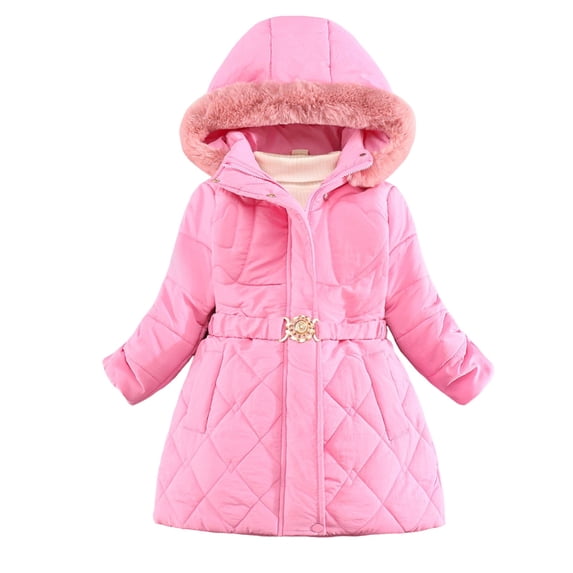 KAUOD Girls Fleece-Lined Parka Coats Winter Padded Quilted Puffer Outwear Teen Kids Windproof Warm down Jackets with Pockets