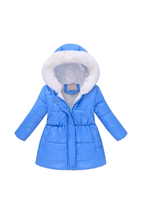 Girls Fleece-Lined Parka Coats Zip up Hooded Winter Puffer Jackets Teen Kids Quilted Warm Windproof down Outwear