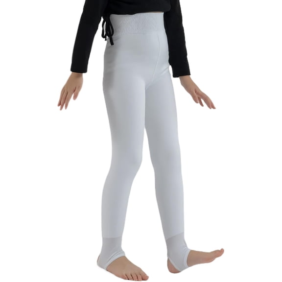KAUOD Girls Fleece Thermal Tights Leggings Gym Workout Stretchy Yoga Pants Teen Kids Plain Winter Warm Ballet Dance Leggings