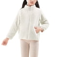 thumbnail image 1 of KAUOD Girls Full Zipper Mock Neck Jackets Fleece Soft Christmas Winter Coats Kids Long Sleeve Warm Plush Outwear with Pockets, 1 of 4