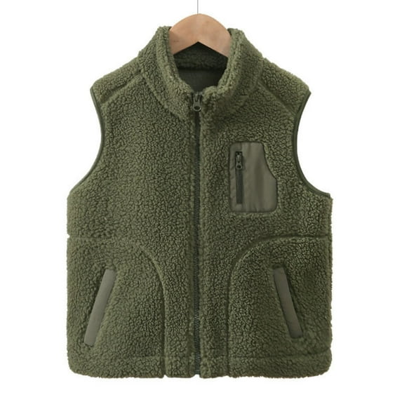 KAUOD Girls Fuzzy Mock Neck Vest Zip up Winter Fleece Sleeveless Coats Front Zipper Pockets Plush Outwear Vest Padded Warm