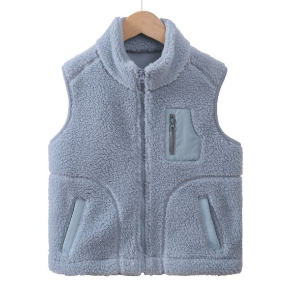 KAUOD Girls Fuzzy Mock Neck Vest Zip up Winter Fleece Sleeveless Coats Front Zipper Pockets Plush Outwear Vest Padded Warm