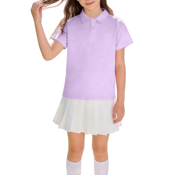 KAUOD Girls Golf Outfits 3 Pcs Short Sleeve Polo Shirt, Pleated Mini Skirt and Socks Tennis Soccer Set Sports Clothes