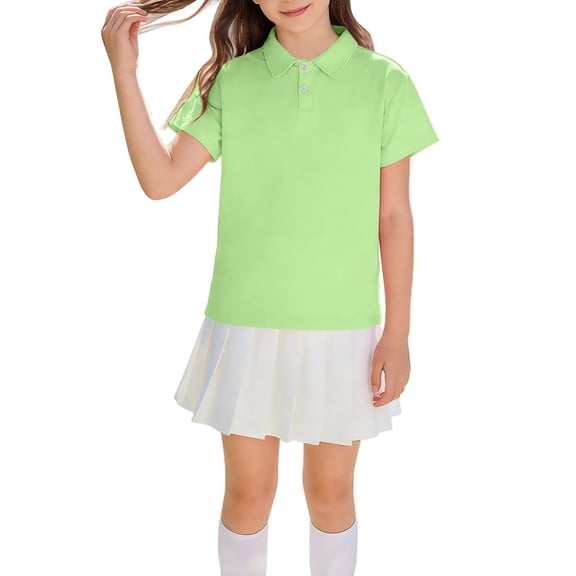 KAUOD Girls Golf Outfits 3 Pcs Short Sleeve Polo Shirt, Pleated Mini Skirt and Socks Tennis Soccer Set Sports Clothes