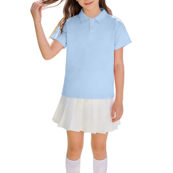 KAUOD Girls Golf Outfits 3 Pcs Short Sleeve Polo Shirt, Pleated Mini Skirt and Socks Tennis Soccer Set Sports Clothes