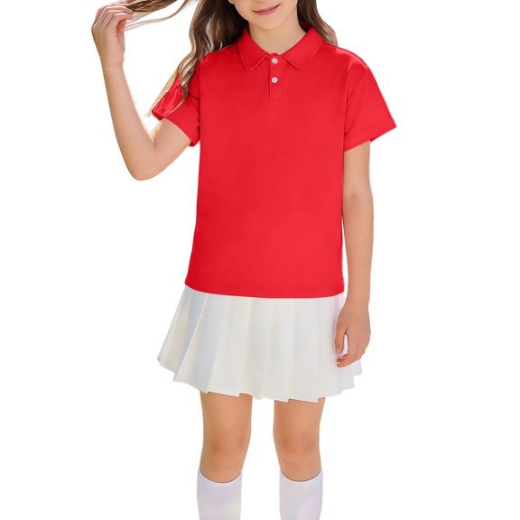 KAUOD Girls Golf Outfits 3 Pcs Short Sleeve Polo Shirt, Pleated Mini Skirt and Socks Tennis Soccer Set Sports Clothes