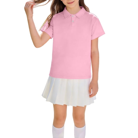 KAUOD Girls Golf Outfits 3 Pcs Short Sleeve Polo Shirt, Pleated Mini Skirt and Socks Tennis Soccer Set Sports Clothes