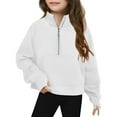 thumbnail image 1 of KAUOD Girls Half Zipper Pullover Cropped Hoodies Long Sleeve Drop Shoulder Sweatshirts Fleece Long Sleeve Sweaters with Thumb Hole, 1 of 3