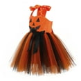 thumbnail image 1 of KAUOD Girls Halloween Pumpkin Tutu Dress Sleeveless Mesh Tulle A-Line Performance Clothes Toddler Party Dress Clothes, 1 of 9