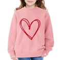 thumbnail image 1 of KAUOD Girls Heart Print Sweatshirts Oversized Love Graphic Knit Pullover Sweater Teen Kids Long Sleeve Cotton Shirt Tops, 1 of 6