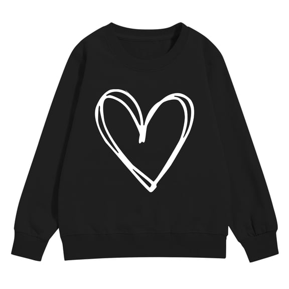 KAUOD Girls Heart Print Sweatshirts Oversized Love Graphic Knit Pullover Sweater Teen Kids Long Sleeve Cotton Shirt Tops