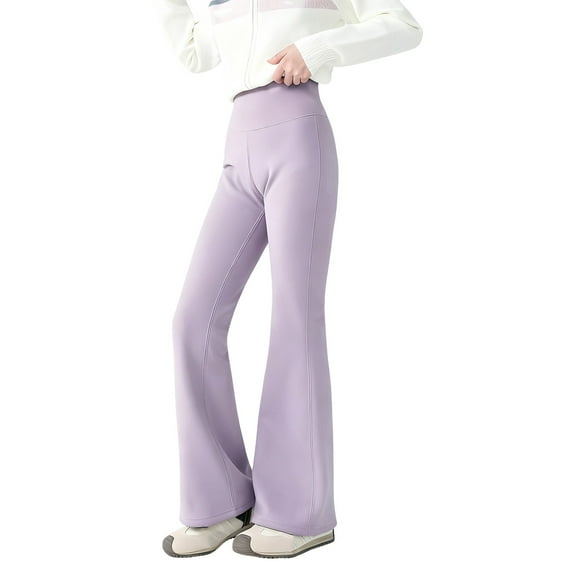 KAUOD Girls Long Flare Leggings Stretchy Thermal School Dance Tights Pants Teen Kids Bell-Bottom Yoga Performance Leggings