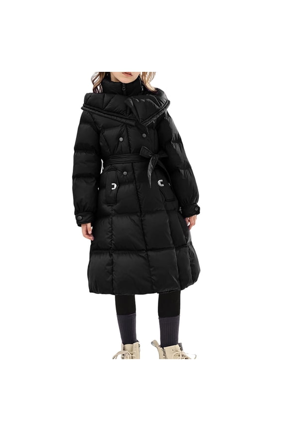 Girls Long Puffer Jackets Winter Thick Warm Hooded Parka Coats Windproof Soft Quilted down Outwear Padded Coats