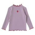 thumbnail image 1 of KAUOD Girls Long Sleeve Shirt Cute Lettuce Edge Trim Basic Layering T-Shirt Tops Kids Solid Color Slim Fit Tee Blouse, 1 of 4
