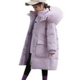 thumbnail image 1 of KAUOD Girls Long Winter Parka Coats Faux-F𝐮r Hood Thick Warm Puffer Jackets Teen Kids Quilted Oversized Pockets down Outwear, 1 of 9