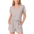 thumbnail image 1 of KAUOD Girls Lounge Short Set 2 Piece Summer Loose V Neck Shirts and Pocket Shorts Outfits Casual Comfy Solid Clothes, 1 of 9