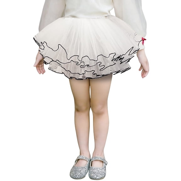 KAUOD Girls Mesh Tiered Tutu Skirts Tulle Pleated Ballet Dance Princess Skirt Kids Plain Birthday Party Short Dress Clothes