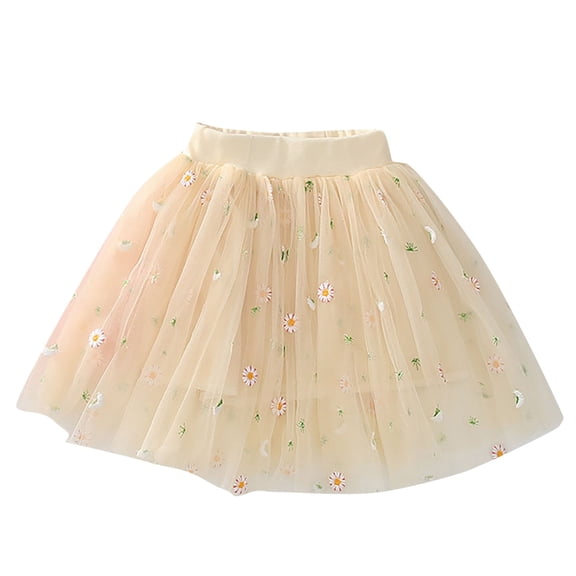 KAUOD Girls Mesh Tulle Tutu Skirts Cute Flower Tiered Pleated Skirt Kids Toddler Ballet Dance Party Short Dress