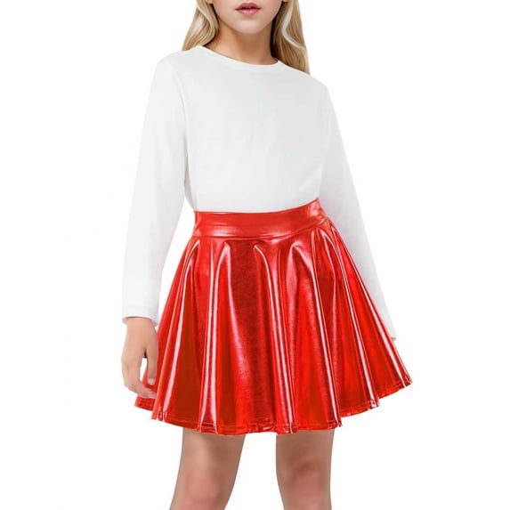 KAUOD Girls Metallic Mini Skirts High Waist Athletic Skirt with Shorts Activewear for Teens Kids Performance Tennis