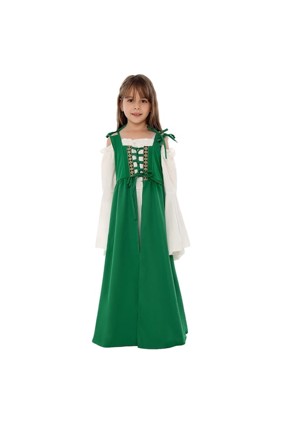 Girls Oktoberfest Long 2 Piece Dress Outfits Thin Lightweight Long Sleeve Dresses and Floor Skirts Clothes Set