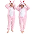 thumbnail image 1 of KAUOD Girls Onesie Rabbit Hooded Fleece Button up Animal Onesie Soft Cozy Hooded Jumpsuit Kids Fall Winter Outfits Cute Clothes, 1 of 4