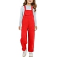 thumbnail image 1 of KAUOD Girls Overalls Straight Leg Preppy Trendy Loose Harem Dungarees Pants School 𝗨niforms Spring Casual Cute Jumpsuit, 1 of 7