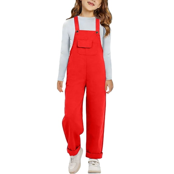 KAUOD Girls Overalls Straight Leg Preppy Trendy Loose Harem Dungarees Pants School đť—¨niforms Spring Casual Cute Jumpsuit