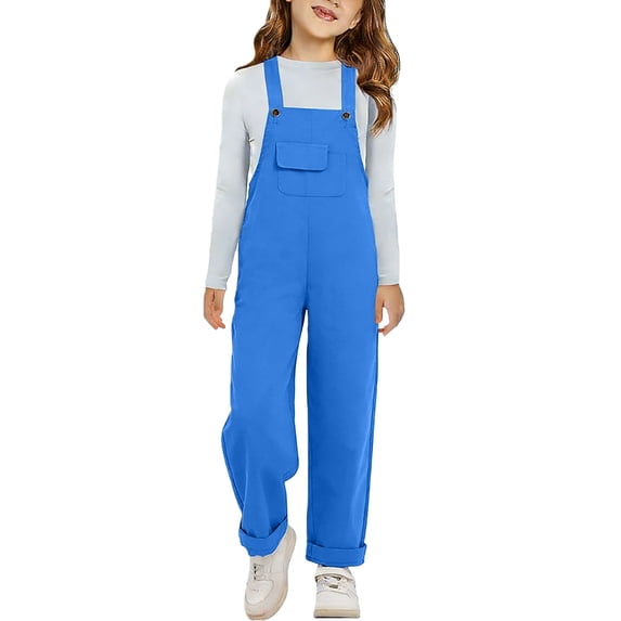 KAUOD Girls Overalls Straight Leg Preppy Trendy Loose Harem Dungarees Pants School đť—¨niforms Spring Casual Cute Jumpsuit