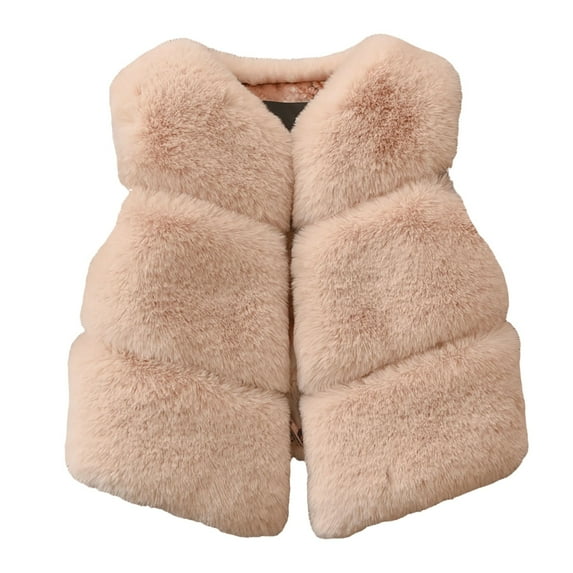 KAUOD Girls Padded Quilted Sherpa Vest Winter Warm Open Front Fleece Sleeveless Jackets Teen Kids Fuzzy Windproof Waistcoat