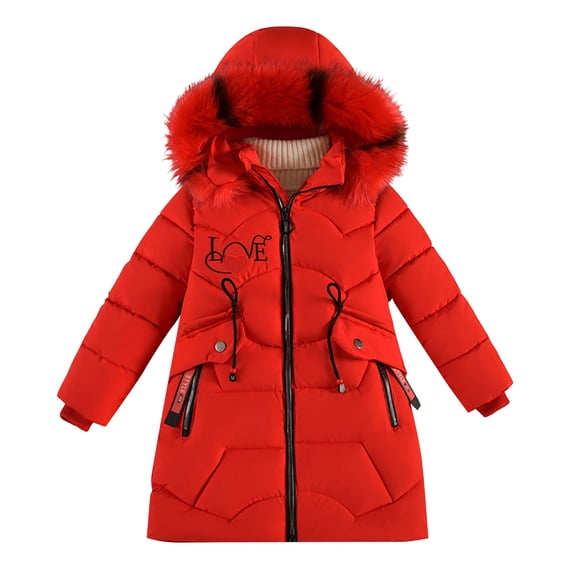 KAUOD Girls Puffer Ski Jackets Faux-F𝐮r Hood Winter Waterproof down Parka Coats Kids Padded Insulated Quilted Warm Outwear