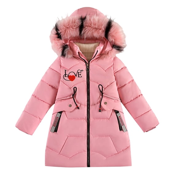 KAUOD Girls Puffer Ski Jackets Faux-F𝐮r Hood Winter Waterproof down Parka Coats Kids Padded Insulated Quilted Warm Outwear