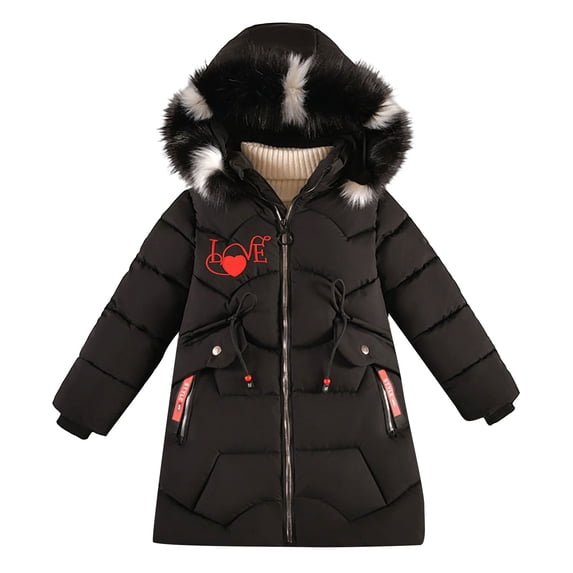KAUOD Girls Puffer Ski Jackets Faux-F𝐮r Hood Winter Waterproof down Parka Coats Kids Padded Insulated Quilted Warm Outwear