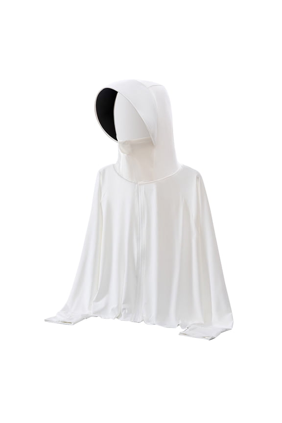 Girls Rash Guard Jacket Tops Solid Soft Hooded Long Sleeve Summer Rashguard Zipper Sweatshirts for Teen Kids UPF 50+