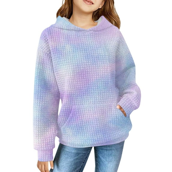 KAUOD Girls Ribbed Hoodie Clothes Cute Cotton Soft Pullover Sweatshirts Teen Kids Long Sleeve Hoodie Tops with Pockets