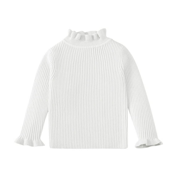 KAUOD Girls Ribbed Knit Sweater Crew Neck Stretchy Warm Pullover Sweater Clothes Kids Plain Cotton Long Sleeve Shirt Tops
