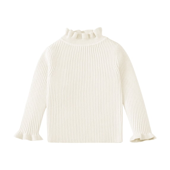 KAUOD Girls Ribbed Knit Sweater Crew Neck Stretchy Warm Pullover Sweater Clothes Kids Plain Cotton Long Sleeve Shirt Tops