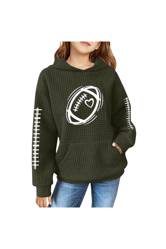Girls Ribbed Pullover Hoodies Baseball Oversized Long Sleeve Cute Hoodie Sweatshirts Kids Lightweight Loose Tops