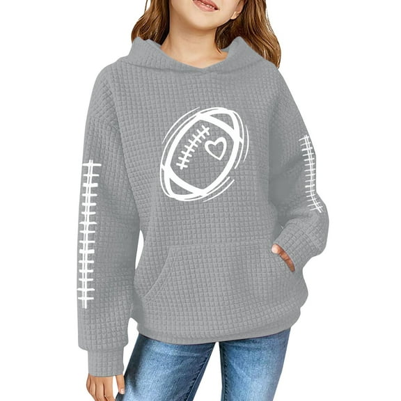 KAUOD Girls Ribbed Pullover Hoodies Baseball Oversized Long Sleeve Cute Hoodie Sweatshirts Kids Lightweight Loose Tops