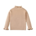 thumbnail image 1 of KAUOD Girls Ribbed Sweater Bell Long Sleeve Stretchy Turtleneck Pullover Sweaters Kids Plain Fall Warm Tops Casual Clothes, 1 of 9